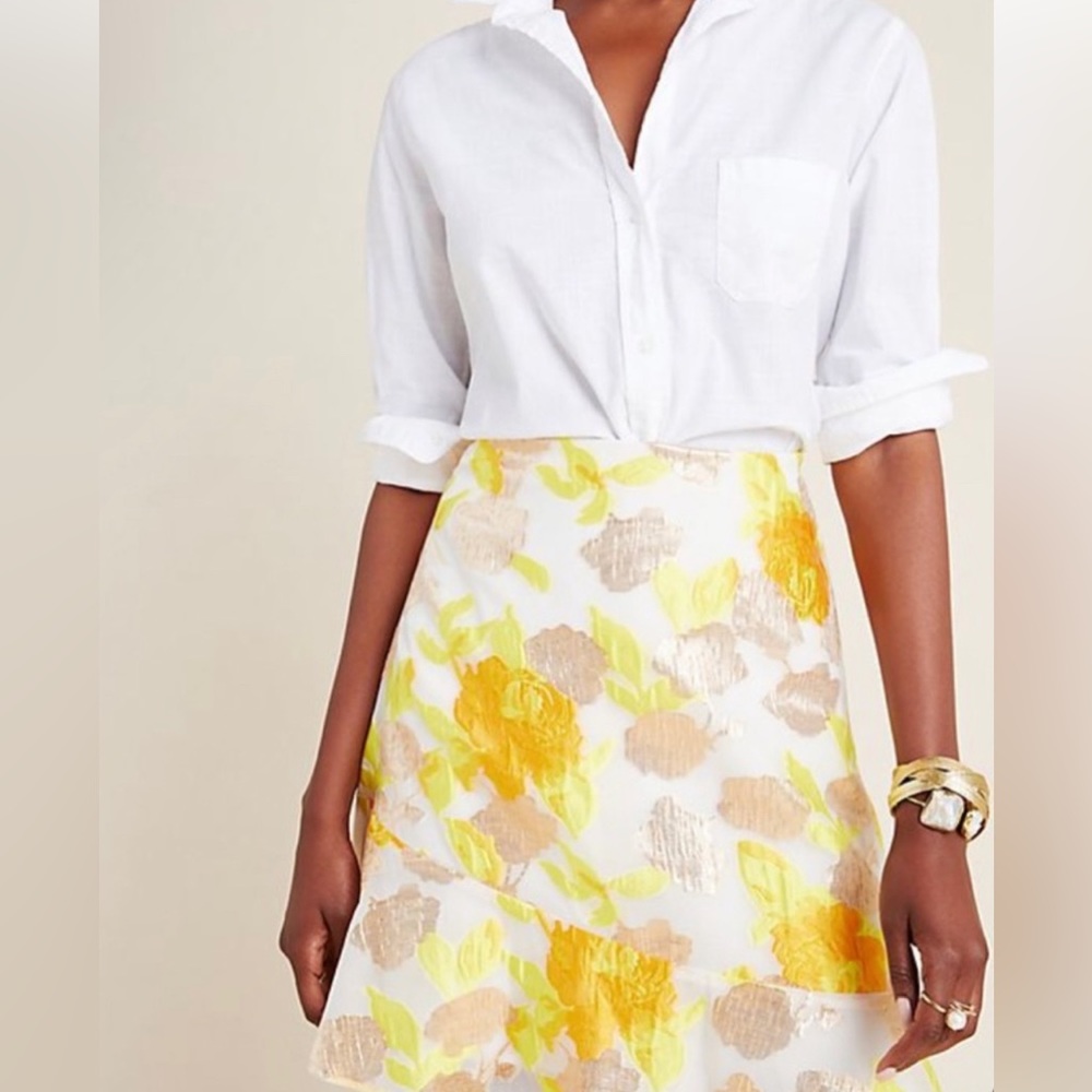 Anthropologie Maeve Flounced Jacquard Mini Skirt Size 0